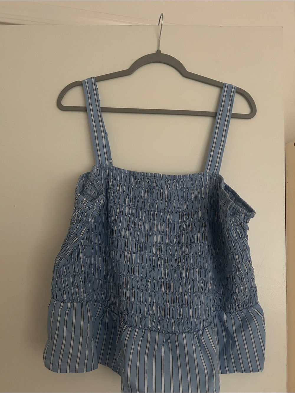 Old Navy Light Blue Shirred Striped Kids One-Piece